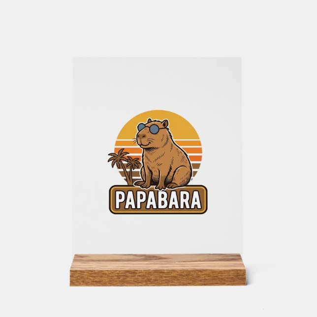 Señal Acrílica Diseño vectorial PAPABARA Capybara Retro Papá_1 (Anverso)