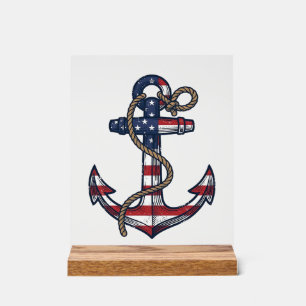 Señal Acrílica Diseño vectorial vintage de ancla patriótica_1