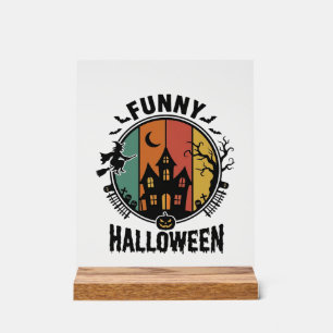 Señal Acrílica Diseño vectorial vintage de casa embrujada diverti