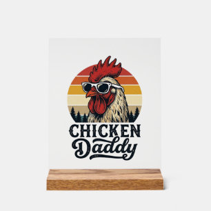 Señal Acrílica Diseño vectorial vintage de puesta de sol de gallo