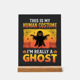 Señal Acrílica Disfraz de Fantasma Vintage de Halloween para Huma