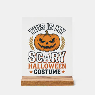 Señal Acrílica Disfraz de Halloween espantoso Calabaza Diseño vec