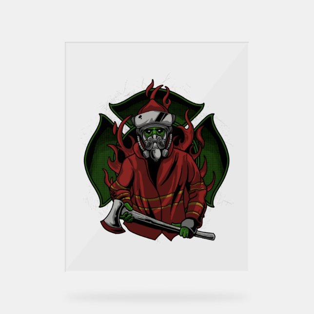 Señal Acrílica Disfraz de Halloween para bomberos (Anverso)