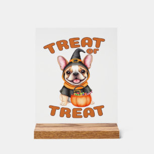 Señal Acrílica Disfraz de perro de Halloween de Bulldog Francés �