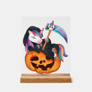 Señal Acrílica Disfraz de Seguridad de Halloween Unicornio Hija P