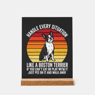 Señal Acrílica Divertida Actitud Retro de Perro Boston Terrier
