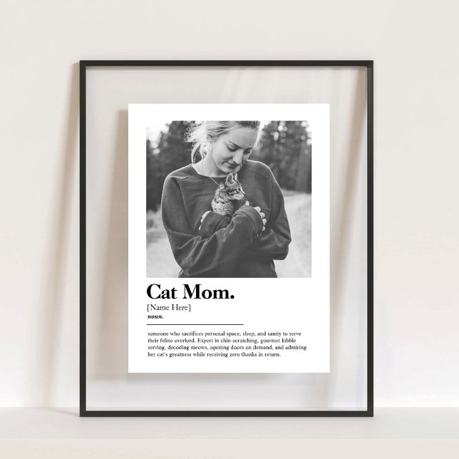 Señal Acrílica Divertido gato Mamá divertida definición de diccio (Fun Cat Mom Funny Dictionary Definition with Photo Acrylic Sign)