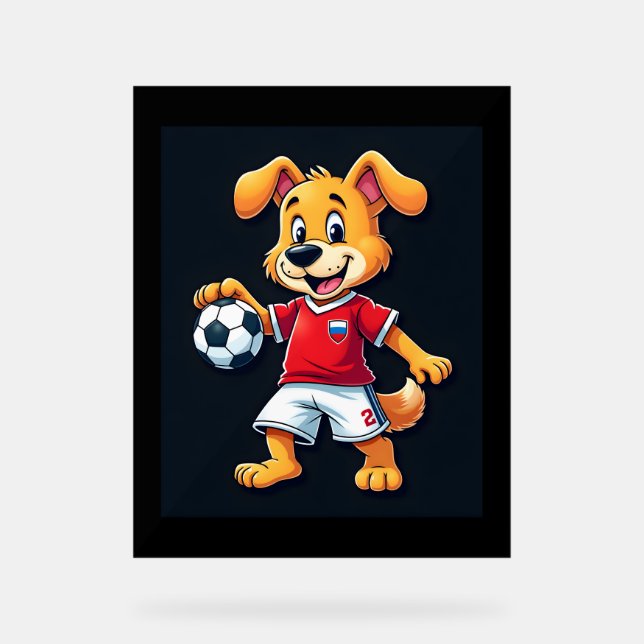 Señal Acrílica Divertido perro canino Rusia Soccer Jersey ruso Fo (Anverso)