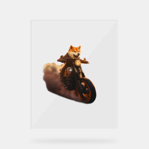 Señal Acrílica Divertido , Shiba Inu, Motocicleta, Perro, Marione