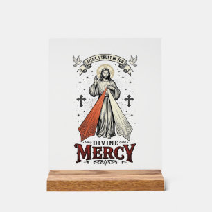 Señal Acrílica Divina Misericordia Jesús Confío en Ti Camiseta Vi