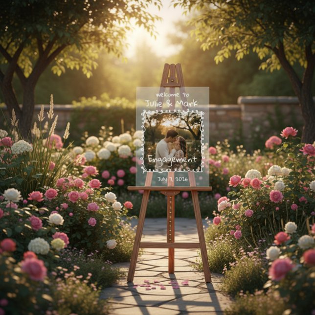 Señal Acrílica Doodle Photo Frame Engagement Party Welcome (Subido por el creador)