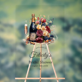 Señal Acrílica Dorado, marina y borgoña Degustando ducha de novia