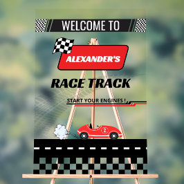 Señal Acrílica Dos coches de carreras rojas rápido y bienvenida a