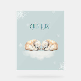 Señal Acrílica Dos osos polares durmientes de Baby Shower