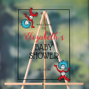 Señal Acrílica Dr. Seuss Cosa Uno Cosa Dos   Gemelos Baby Shower