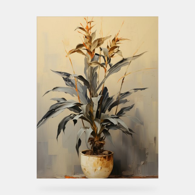 Señal Acrílica Dracaena - Floral Impasto (Anverso)