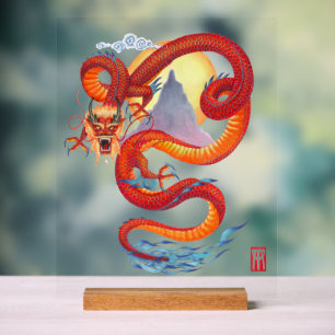 Señal Acrílica Dragón chino rojo