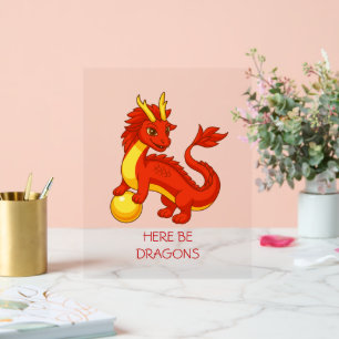 Señal Acrílica Dragón Chino Rojo