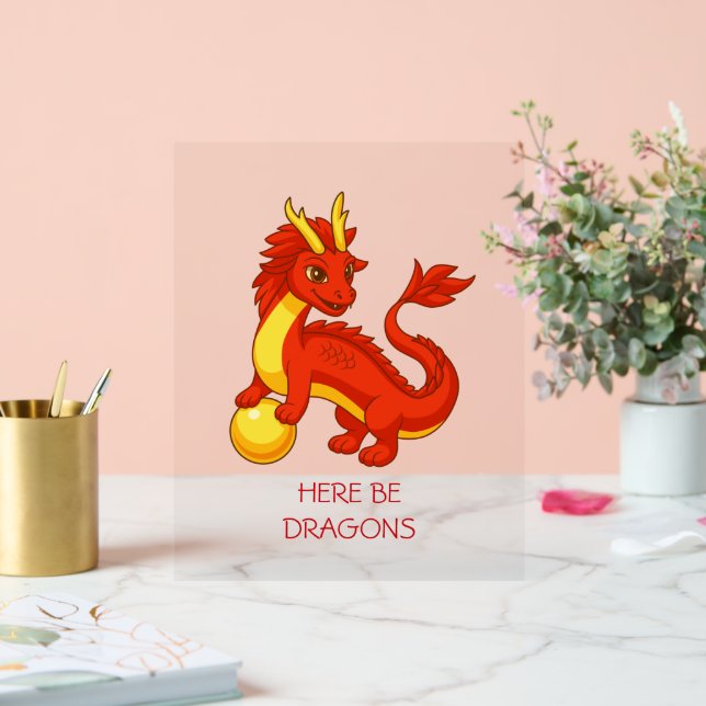 Señal Acrílica Dragón Chino Rojo (Boda)