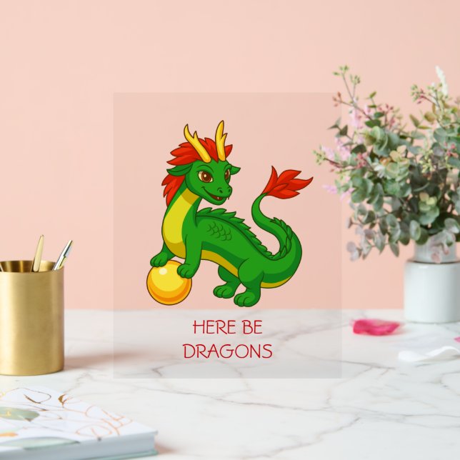 Señal Acrílica Dragón Chino Verde (Boda)