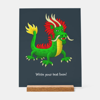 Señal Acrílica Dragón Chino Verde Adorable