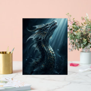 Señal Acrílica Dragón Marino Bioluminiscente Antiguo - Profundida