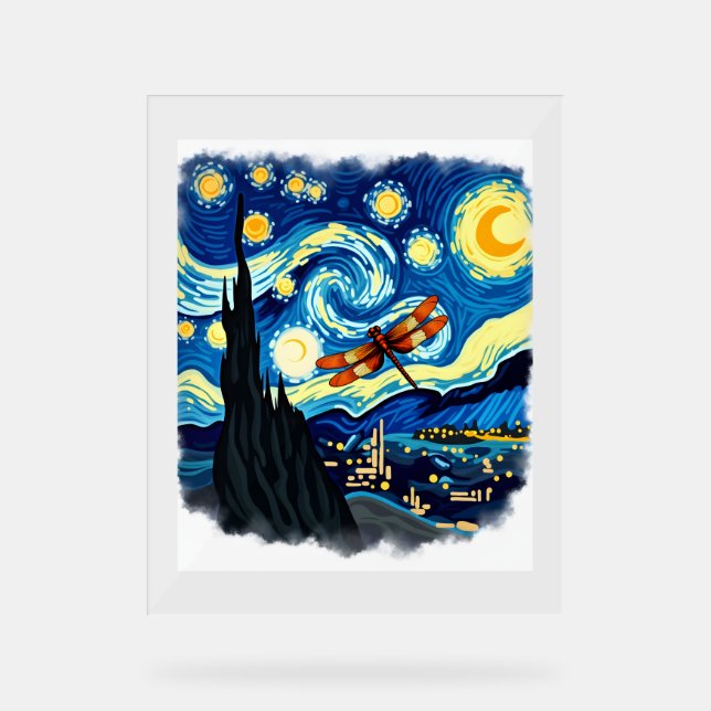 Señal Acrílica Dragonfly artístico Shirry Starry Night Dragonfly (Anverso)