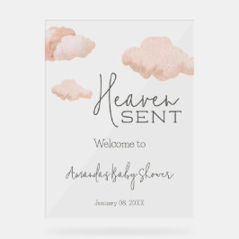 Señal Acrílica Dreamy Heaven envió la bienvenida de Baby Shower a