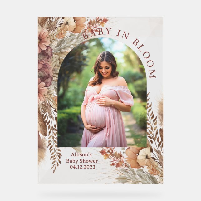 Señal Acrílica Ducha de bebé Boho Rótulo acrílico (Anverso)