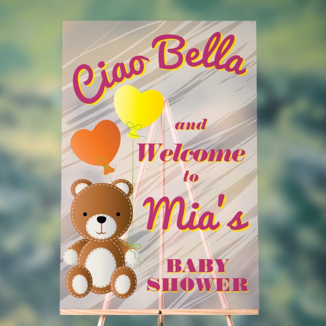 Señal Acrílica Ducha de bebé de Ciao Bella chica (Neutral )