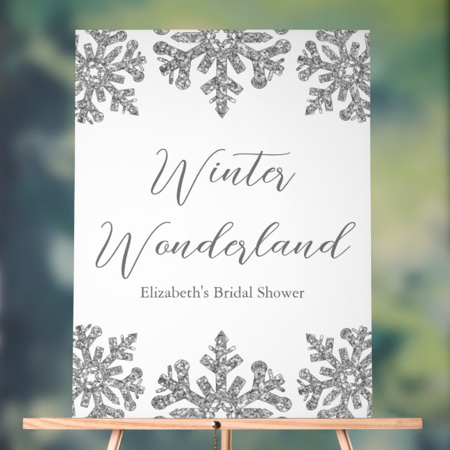 Señal Acrílica Ducha de novia en invierno con copo de nieve de pl (Neutral )