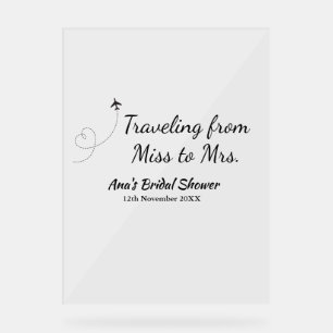 Señal Acrílica Ducha de novias de viaje añada fecha de caducidad 