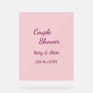 Señal Acrílica ducha de pareja rosa morado pastel boda nombre fec