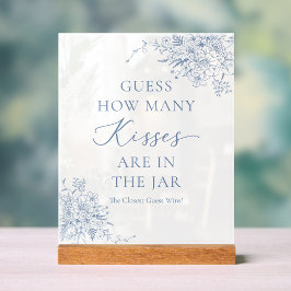 Señal Acrílica Ducha de Regalos para Novia Algo Azul Adivina Cuán