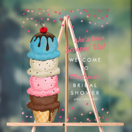 Señal Acrílica Ducha nupcial moderna de crema de hielo de verano