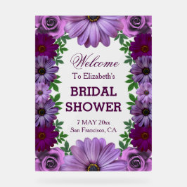 Señal Acrílica Ducha nupcial Regal Purple Floral