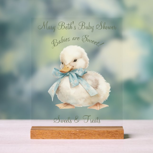 Señal Acrílica Duckling con Riñon Baby Shower Sweets & Trates (Neutral )