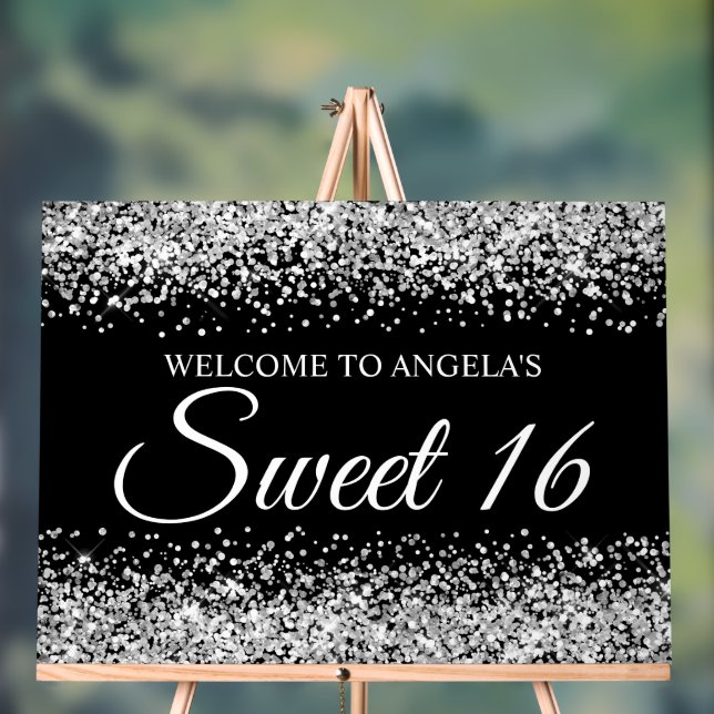 Señal Acrílica Dulces 16 Brillo Plateado Negro (Neutral )