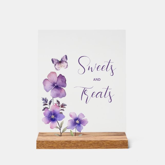 Señal Acrílica Dulces y Golosinas de Mariposa Boho para Fiesta de (Anverso)