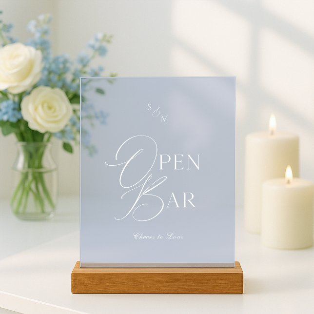 Señal Acrílica Dusty Blue Acrylic Open Bar Wedding Sign (Subido por el creador)