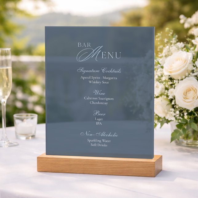 Señal Acrílica Dusty Blue Acrylic Wedding Bar Menu Sign (Subido por el creador)