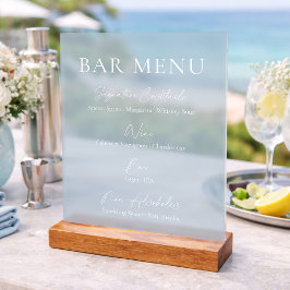 Señal Acrílica Dusty Blue Clear Acrylic Bar Menu Sign