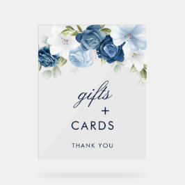 Señal Acrílica Dusty Blue Floral Gifts and Cards Boda