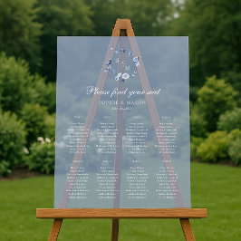 Señal Acrílica Dusty Blue Floral Wedding Seating Chart