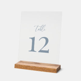 Señal Acrílica Dusty Blue Modern Elegant Wedding Table Number