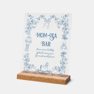 Señal Acrílica Dusty Blue Vintage Floral Baby Shower Momosa Bar