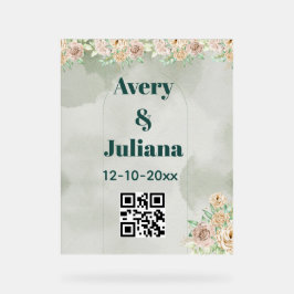 Señal Acrílica Earthy Shades Flowers Boho Elegant Sage Green