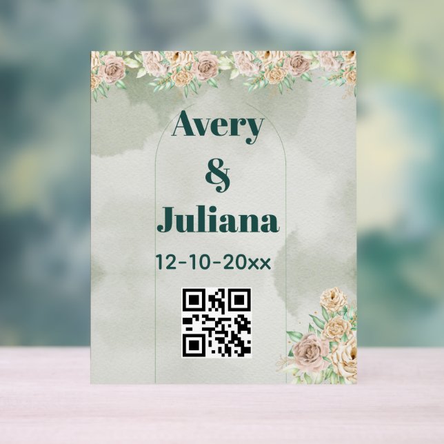 Señal Acrílica Earthy Shades Flowers Boho Elegant Sage Green (Neutral )