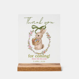 Señal Acrílica Easter Floral Bunny Welcome Acrylic Sign