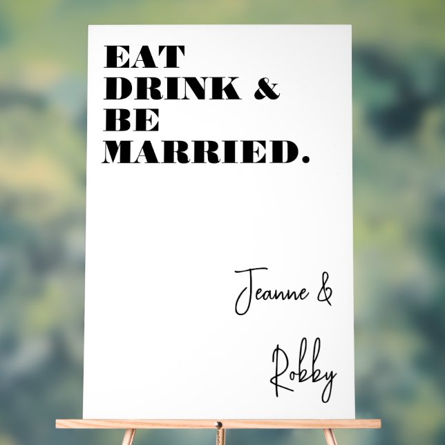 Señal Acrílica Eat Drink Be Married Minimalist Bold White Wedding (Neutral )